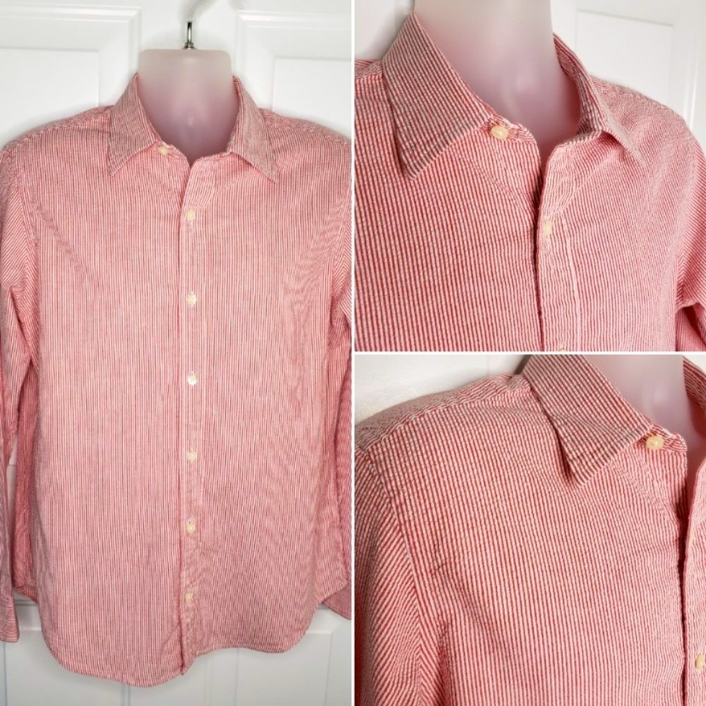 Banana Republic Men's Red & White Stripe Shirt